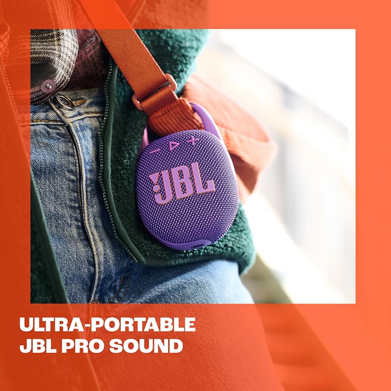 Clip 5, Enceinte Bluetooth ultra-portable, mousqueton intégré, son JBL Pro, basses percutantes, 12 heures d'autonomie, fonction Playtime Boost, résistante à l'eau et à la poussière IP67, en rouge