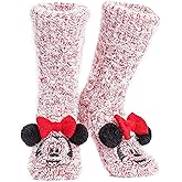 Disney Slipper Socks for Women & Teens US Size 4-9, Soft Fleece Bed Socks, Sherpa Lined & Non Slip Grip Pads, Gifts for Her