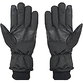 Heat Logic Unisex 2-Layer Woven Stretch Gloves with Fleece Lining and Touchscreen Compatibility for Men and Women - M/L (Black)