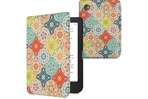 kwmobile Case Compatible with Kobo Clara 2E / Tolino Shine 4 Case - eReader Cover - Tiles Red/Green/Blue