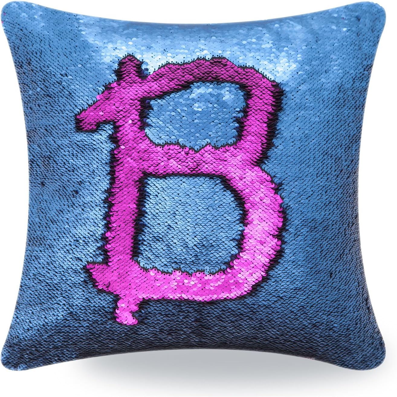 BOOBEI Two Colors Reversible Sequins Mermaid Pillow Cases 1616" (Navyblue and Rosepink)