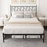 Allewie Queen Size Platform Bed Frame with Vintage