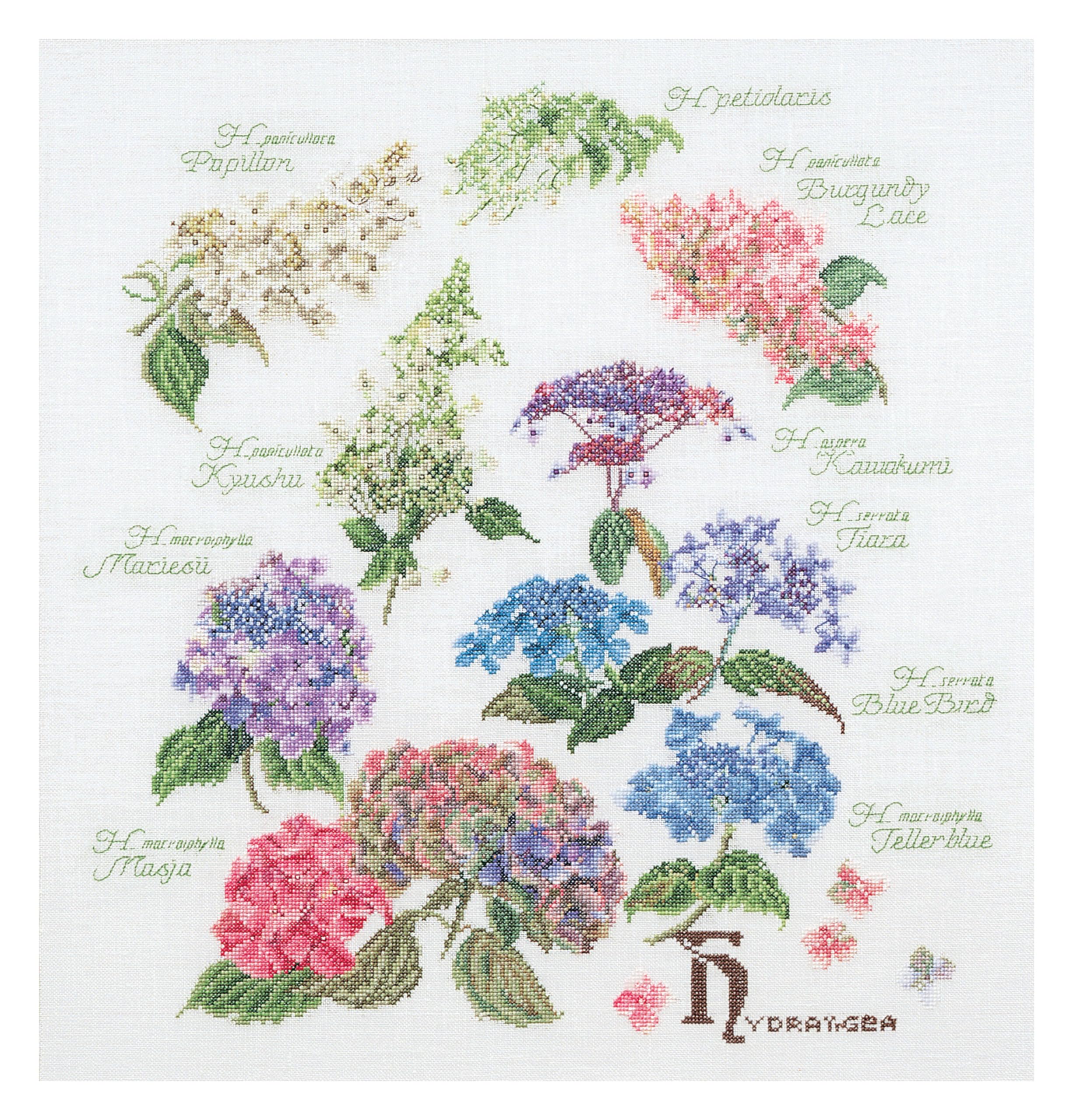 3067 Hydrangea Panel Linen Cross Stitch Kit