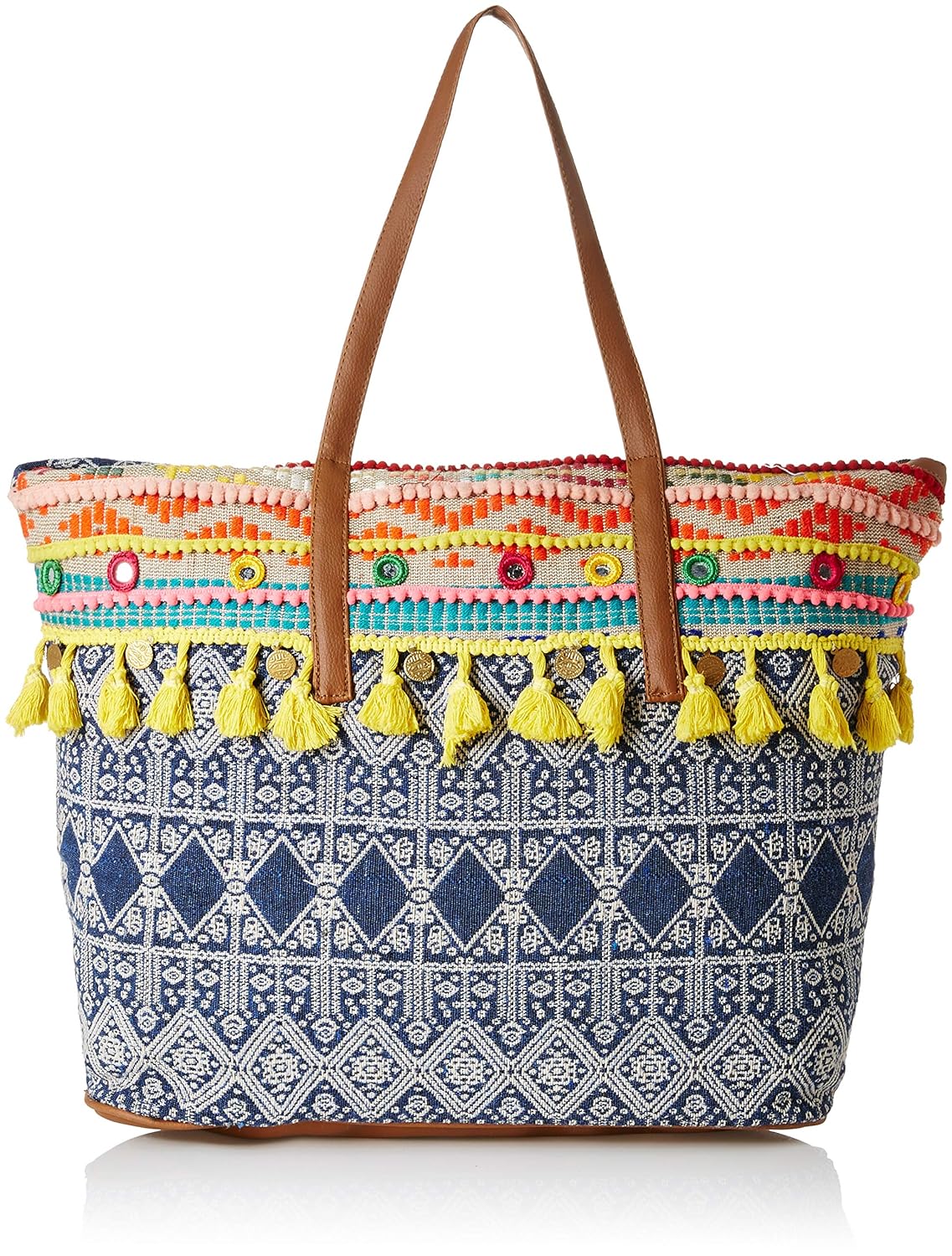 kanvas katha jacquard stylish tote bag collection for women women's (multicolor) ()