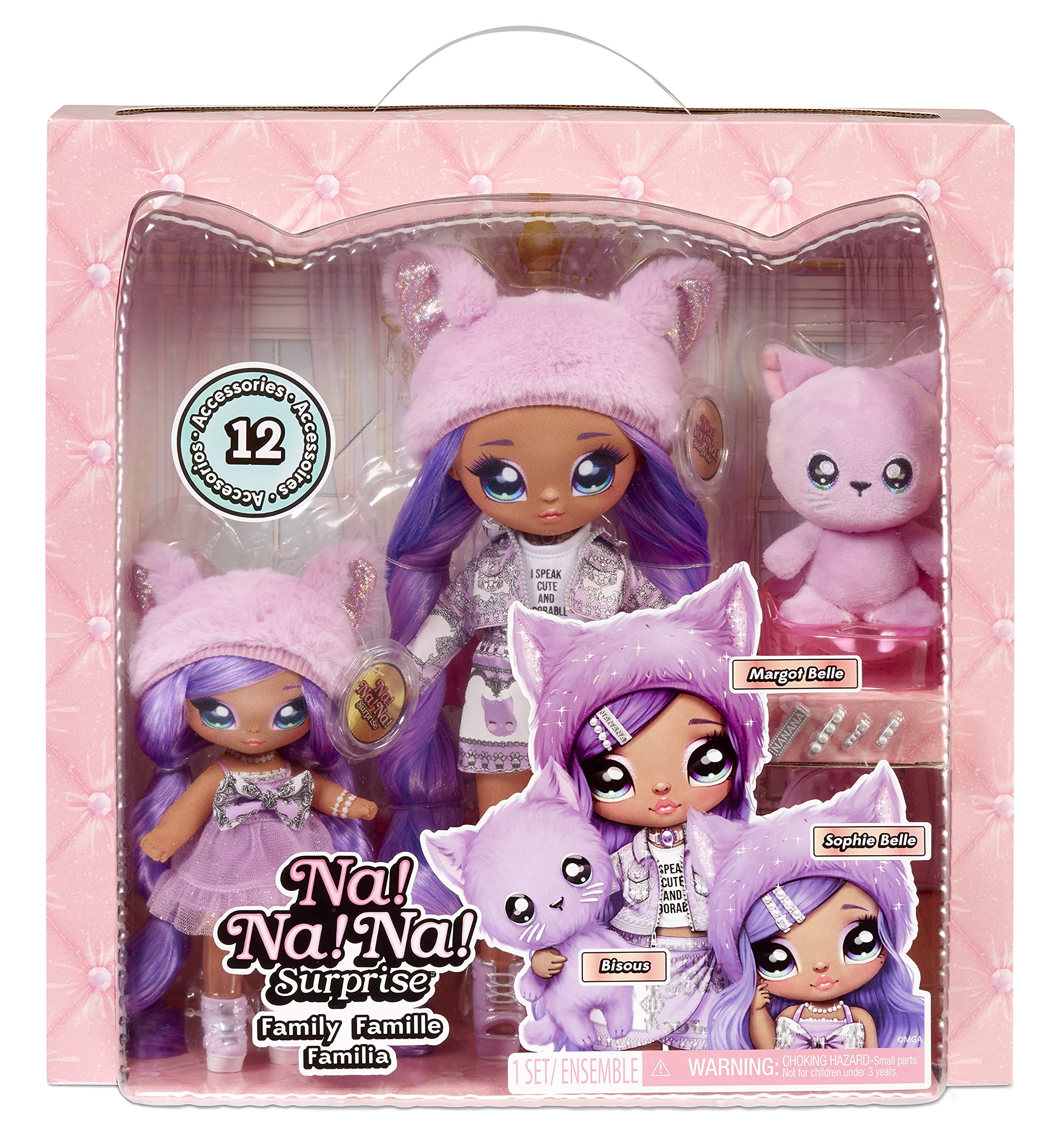 Na Na Na Surprise Family Fashion Dolls Multipack - 2 Dolls, Pet Kitty, Accessories
