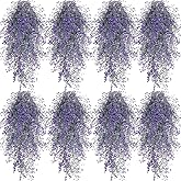 Janinka 8 Pcs Hanging Plants Artificial Decor Fake Plants Ferns Vine Artificial Large Faux Hanging Wall Indoor Outdoor Decorations for Garden Wedding, Purple