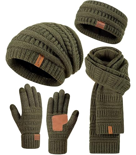 Womens Winter Warm Beanie Hats Gloves Scarf Headband Set for  display picture 1