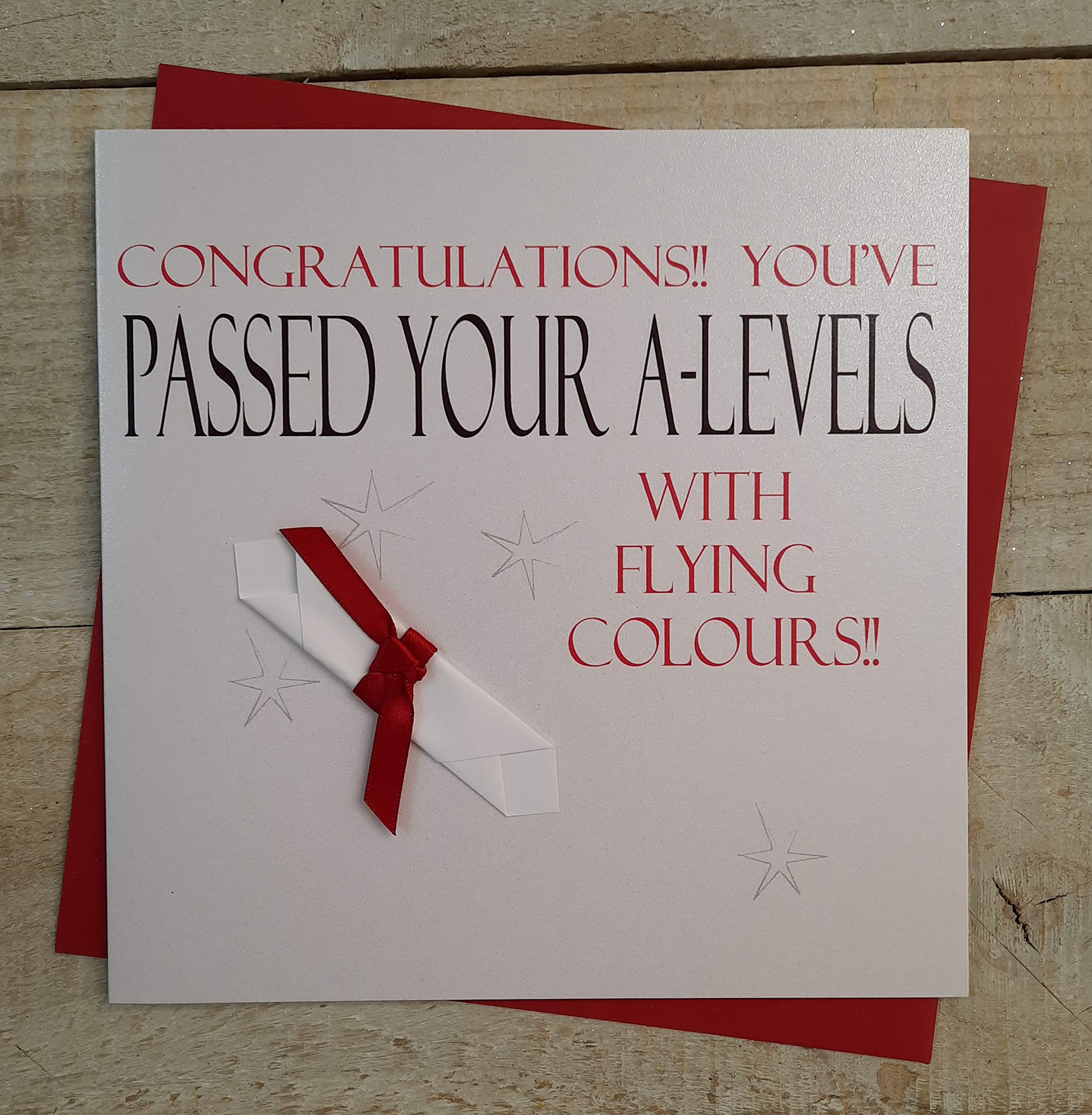 WHITE COTTON CARDS Congratulations You’re Flying Colours Handmade Passing A-Levels Card (Scroll)