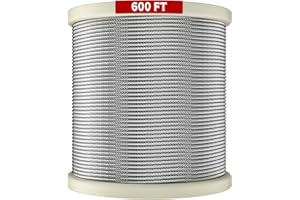 LuckIn 600FT Deck Railing Cable - 1/8" Diameter T316 Stainless Steel Cable, Premium 7x7 Strands Wire Railing Hardware