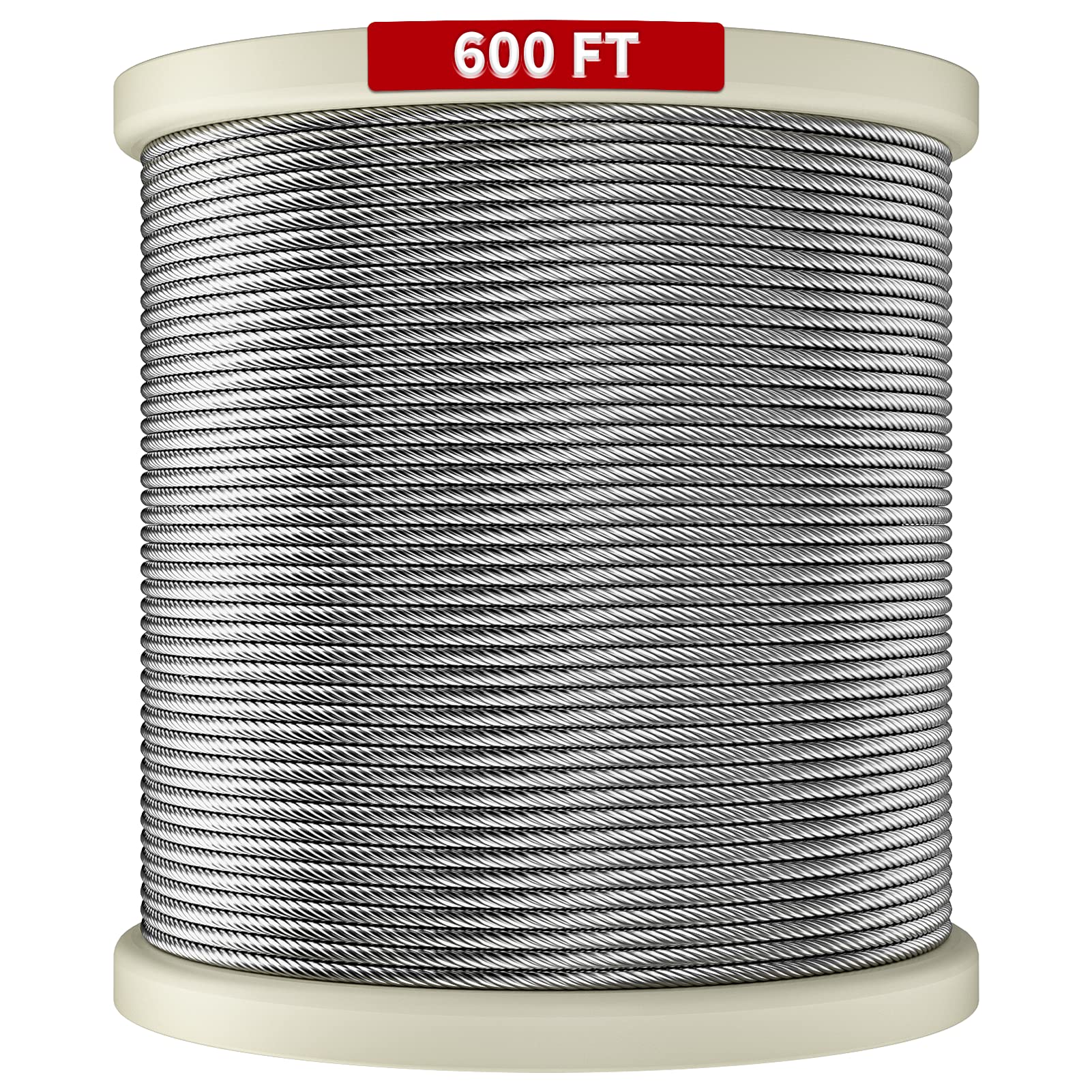 Photo 1 of LuckIn 600FT Deck Railing Cable - 1/8" Diameter T316 Stainless Steel Cable, Premium 7x7 Strands Wire Railing Hardware