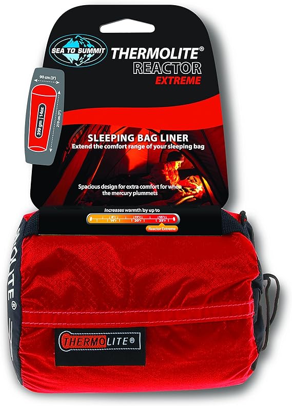 Sea To Summit Thermolite Reactor Extreme Sleeping Bag Liner Red, 90 x 210 Centimeter Amazon