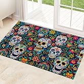 ainori Sugar Skull Indoor Door Mat 29.5x17in,Non Slip Backing Colorful Day of The Dead Floor Mats,Non Woven Entryway Rug,Welcome Rugs Decor,for Entrance Inside Porch Kitchen,Practical Doormats Gifts