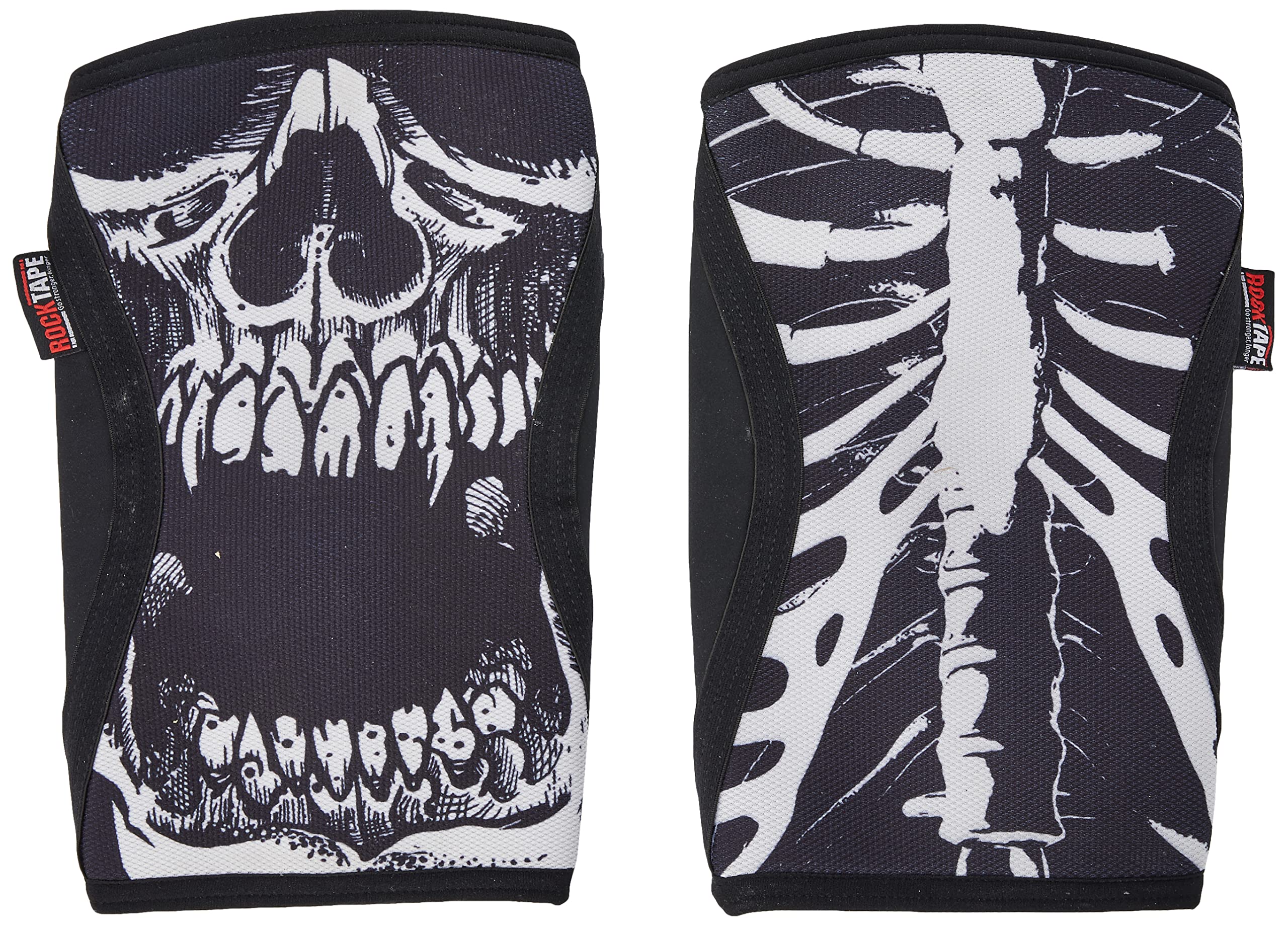 RockTape Assassins Knee Sleeves, Workout Knee Support, Neoprene Durability and Comfort, Black/White Skull, XL, Pack of 2