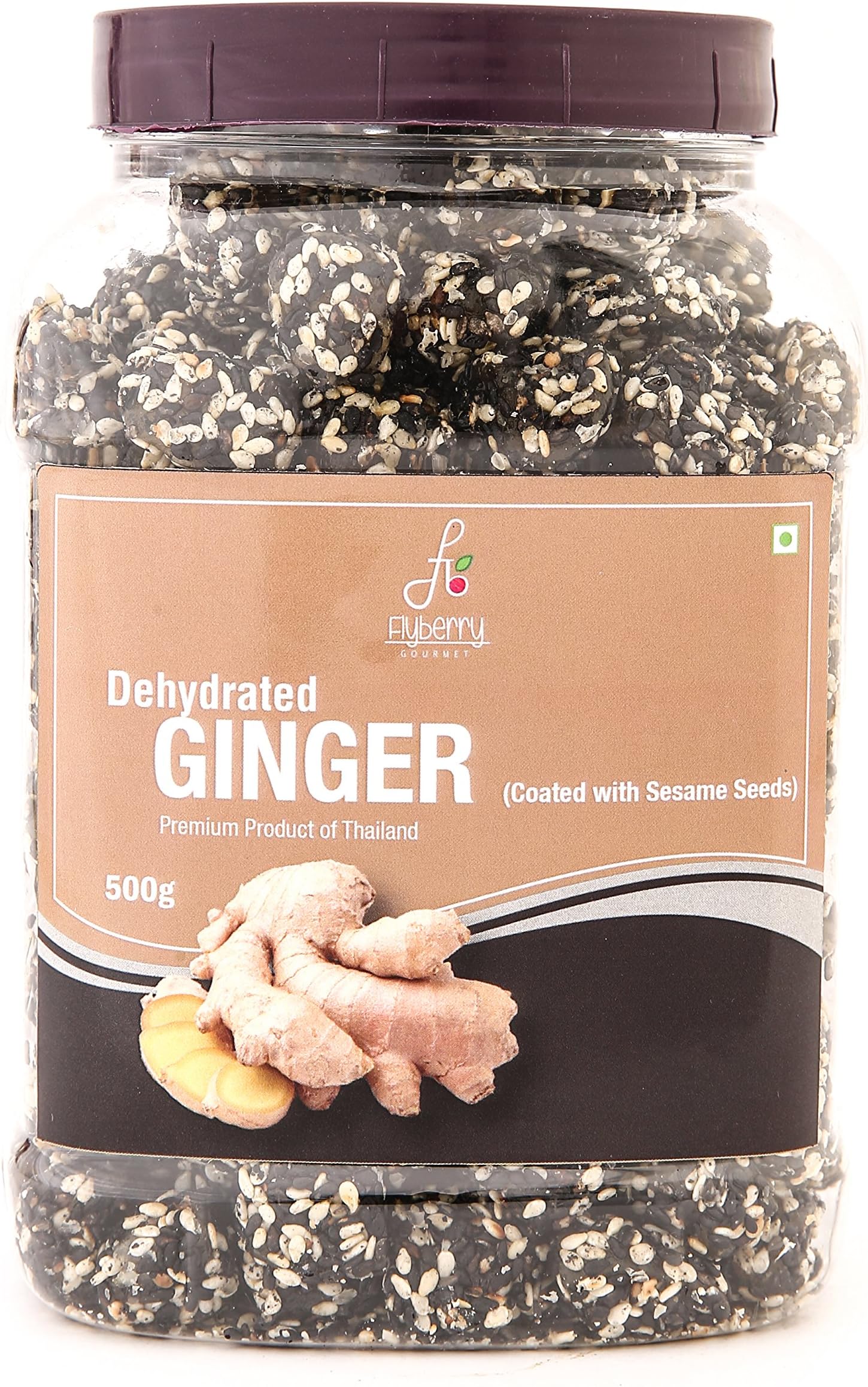 Flyberry Gourmet Dehydrated Ginger Chunk with Sesame (500 g)