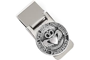 Biddy Murphy Money Clip for Men Spring Loaded Stainless Steel & Pewter Medallion Symbols, Imported
