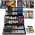 KALOUR 154PCS Art Supplies - Sketching & Drawing Kit with Sketchbook,Tutorial Book,Coloring Paper - Graphite,Colored, Charcoal, Watercolor & Metallic Pencils - Drawing Tools for Artists and Beginners
