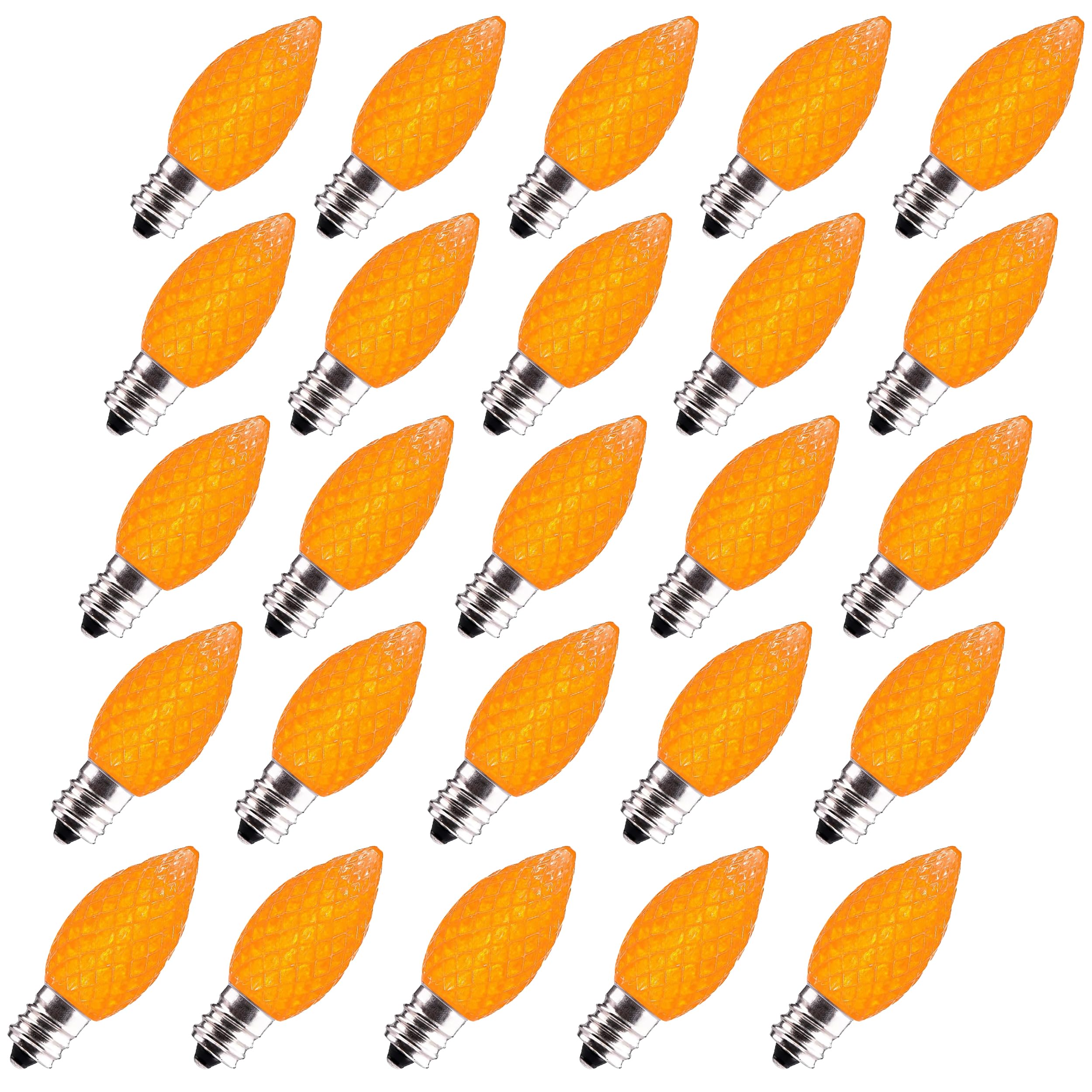 Photo 1 of 25 Pack Replacement C7 LED Halloween Light Bulbs - Shatterproof, 1W Mini Bulb, Candelabra E12 Base, Orange Light Bulbs, String Lights, Indoor/Outdoor