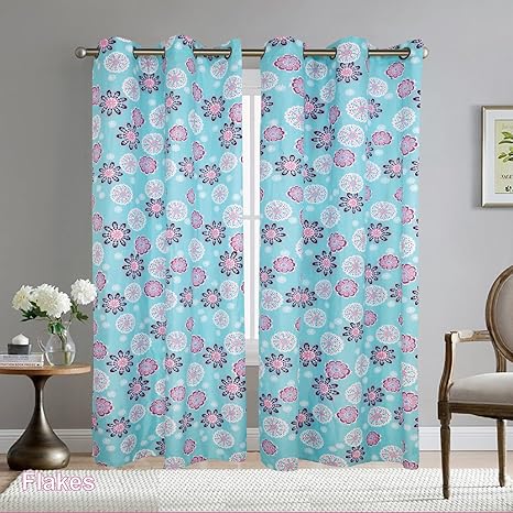 Sapphire Home Kids Girls 2 Window Curtain Panels 84 Long Turquoise Pink Purple Lilac Flower Flakes Print Design Window Curtain For Girls Children
