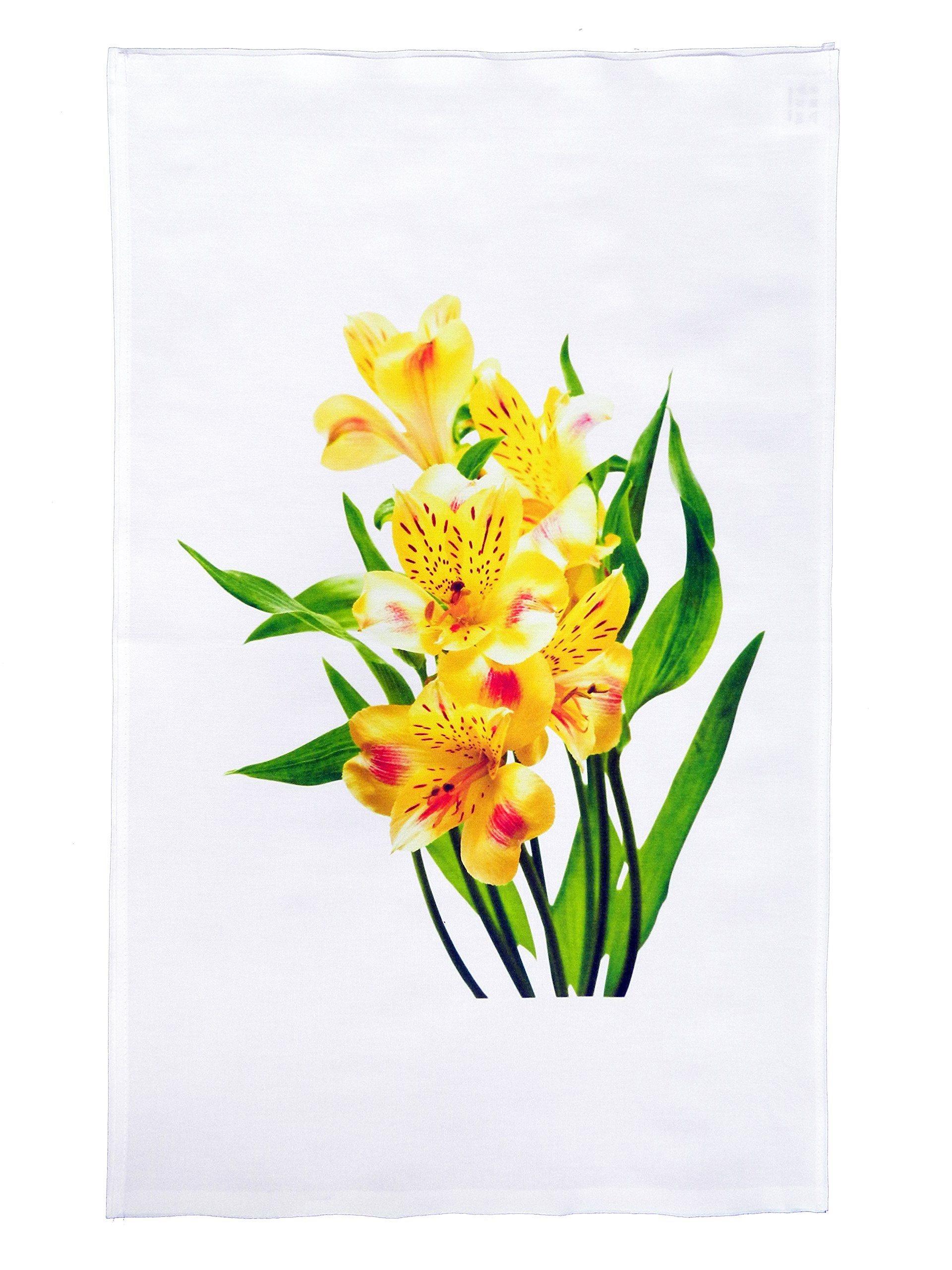 Half a Donkey The Spring Lilies in yellow - Large Cotton Tea Towel
