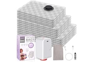 ZIKNOST 15 Pack Travel Vacuum Bags for Clothing with Electric Pump, Compression Seal Packing Cubes for Luggage Suitcase Backp