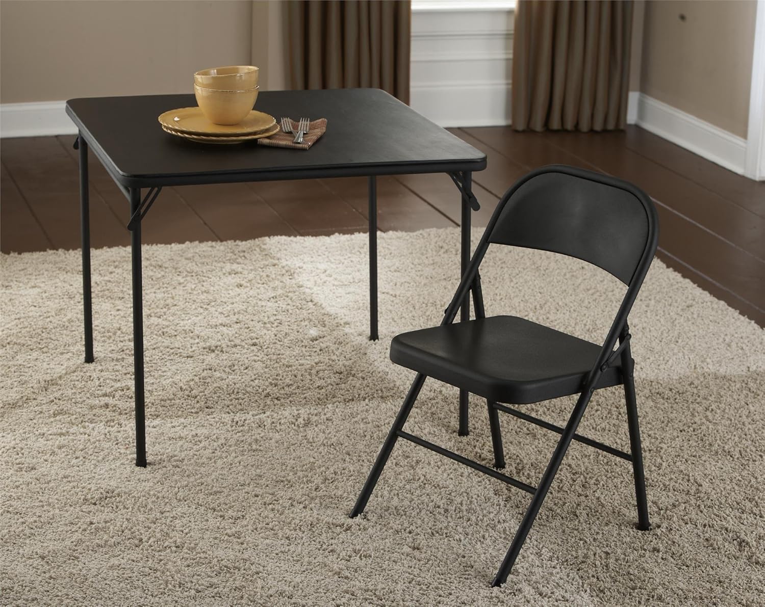 Cosco All Steel Folding Chair Black (4-pack) -: Furniture & Decor