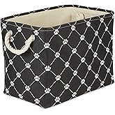 Bone Dry Pet Storage Collection Paw and Bone Print, Small Rectangle, 14x8x9, Black Trellis