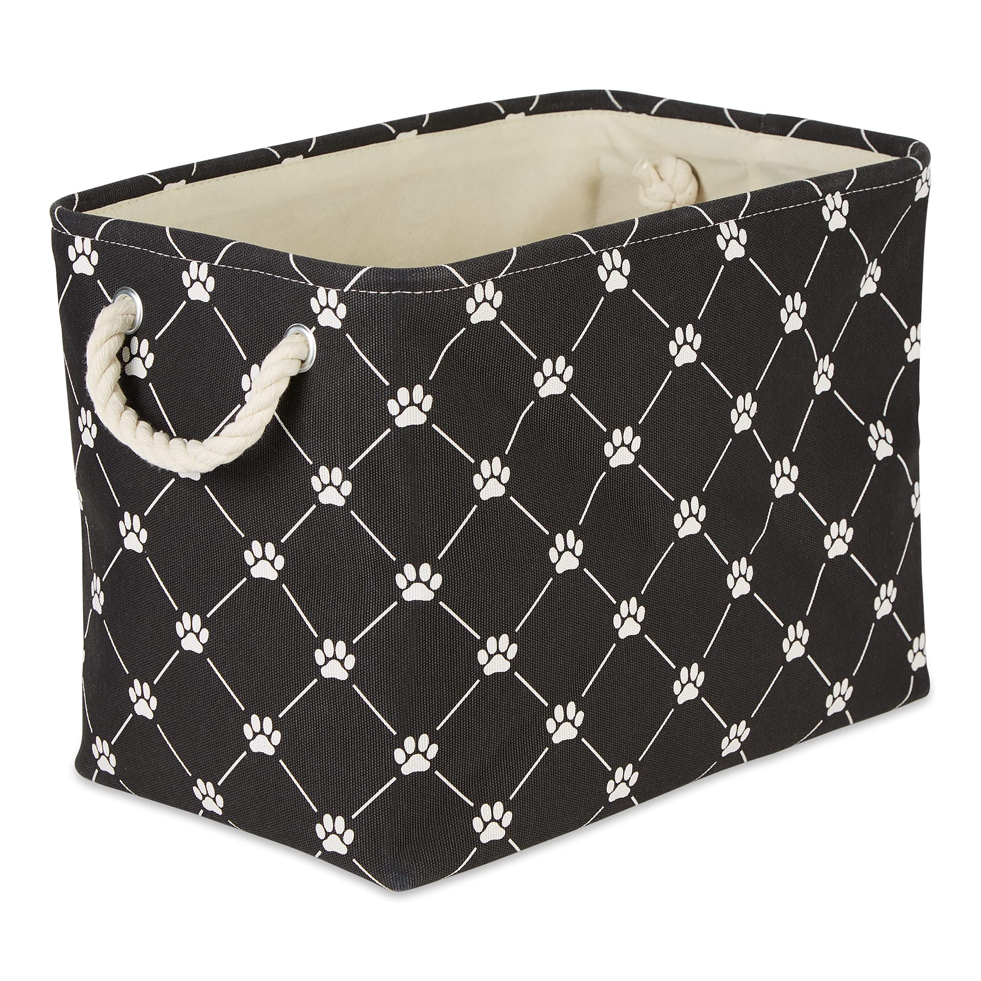 Bone Dry Paw and Bone Print, 100% Polyester, Black Trellis, Small Rectangle, 14x8x9