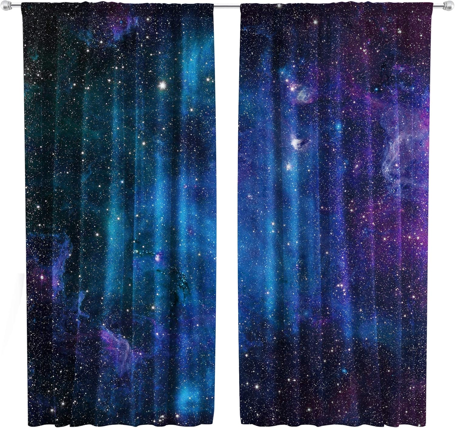 Riyidecor Outer Space Curtains Rod Pocket Galaxy (2 Panels 42 x 63 Inch