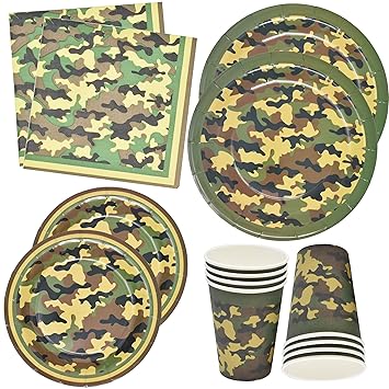 Camo Party Supplies Set 24 9 Plates 24 7 Plates 24 9 Oz Cups 50