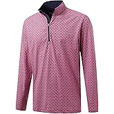 M MAELREG Quarter Zip Golf Pullover Men Dry Fit Long Sleeve Performance Wicking 1/4 Zip Full Print Pullover Mens Sweatshirt
