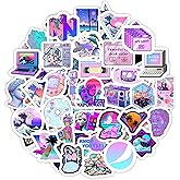 BulbaCraft Vaporwave Stickers for Water Bottle and Laptop - Vaporwave Party Supplies & Decorations, Waterproof Vinyl Decals, Aesthetic and Retro Stickers, Gifts for Women & Men