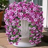 INXUGAO Artificial Fake Hanging Flowers Plants for Outdoor Spering Decoration, 2 PCS Faux Silk Orchid Long Vines Stems Bouquet UV Resistant for Wall Home Porch Patio Outside (Double Lotus)