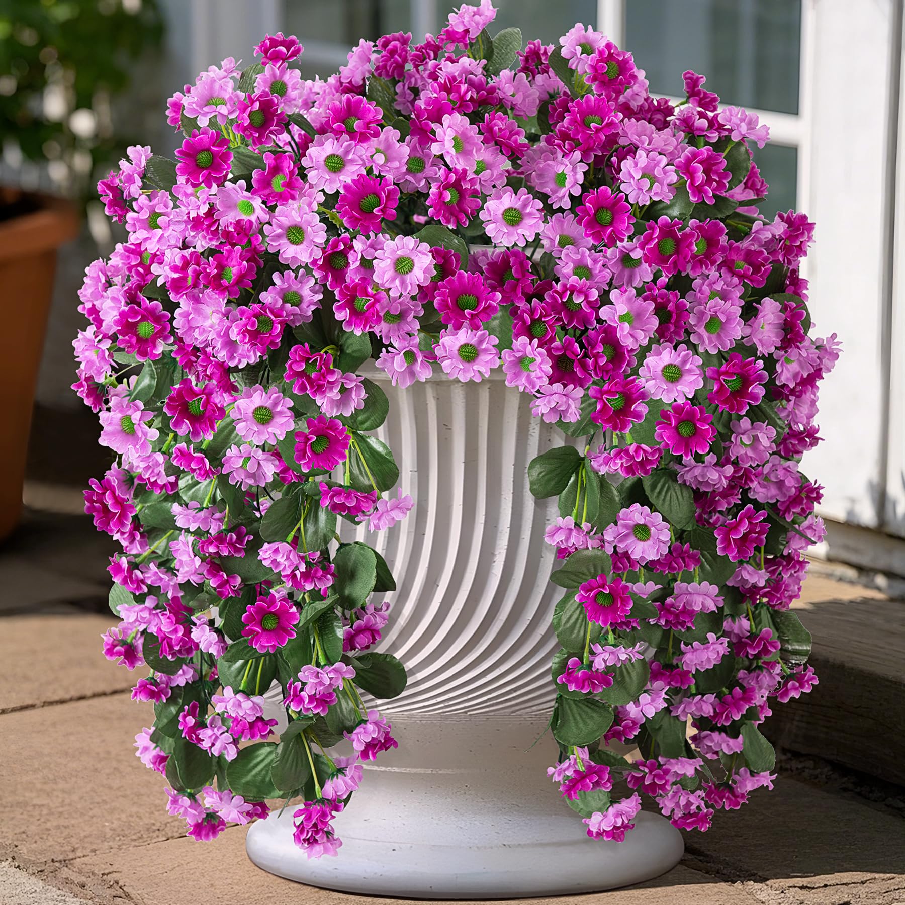 INXUGAO Artificial Fake Hanging Flowers Plants for Outdoor Spering ...