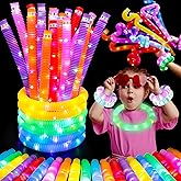 UrChoice 16 PCS-Glow Sticks LED Pop Tubes Neon Necklaces Bracelets, Glowsticks Party Favors for Boys Girls,Fun Camping Birthday Wedding Supplies