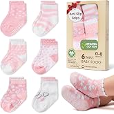 GOTS Organic Cotton Blend 6 Pairs Baby Girl Socks 0-6 M Newborn Baby Socks | Oeko-Tex Certified, Baby Socks, 6 Pairs, Newborn Girl Socks, Sock Shoes For Baby Girl, Pink, For Baby Girls, 0-6 Months