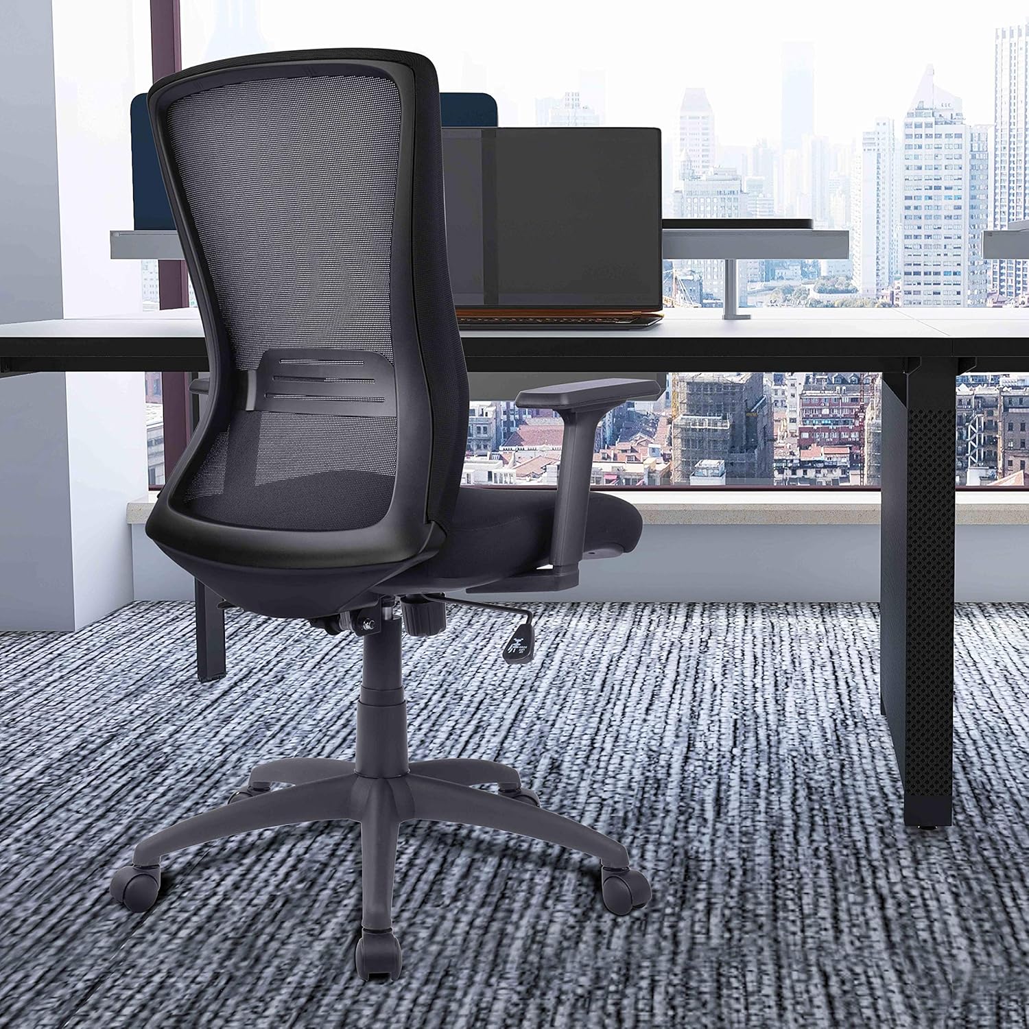 High-Back Ergonomic Office Chair Mesh Computer Desk Chair with Adjustable Arms, Seat Height and Lumbar Support (Black): Kitchen & Dining