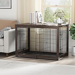 Piskyet Wooden Dog Crate Furniture with Divider