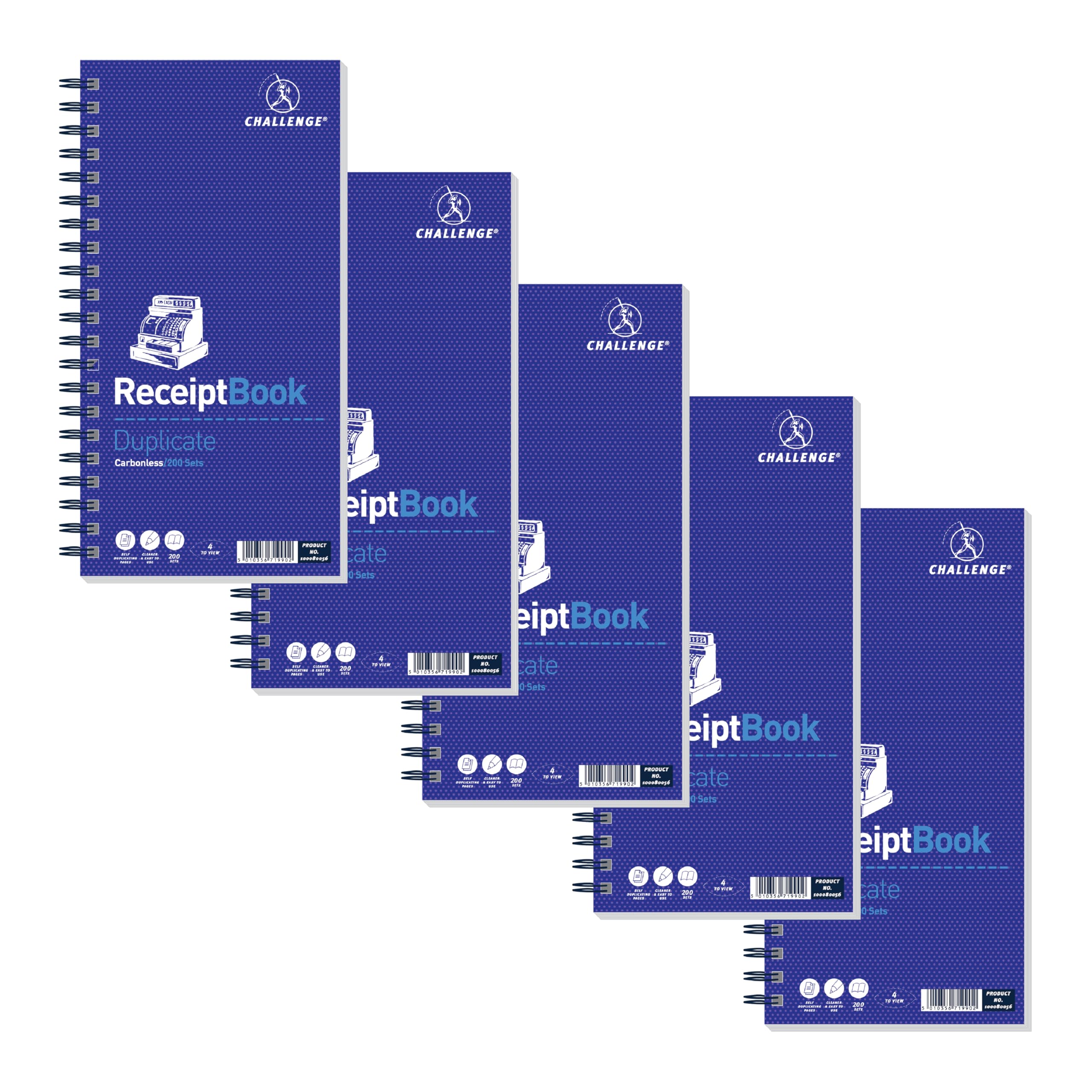 Challenge Duplicate Receipt Book, Carbonless, 200 Pages, 1 pack (280 x 141 mm)