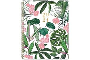SHOPARR 2024 Planner - Planner 2024, 9.68" x 7.75", JAN - DEC 2024, Weekly Planner, 2024 Monthly Planner Spiral Bound with Marked Tabs + Thick Paper + Contacts + Calendars + Holidays + Twin-Wire Binding - Floral