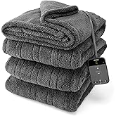 Sunbeam Electric Wi-Fi Connected Loftec Electric Heated Blanket, 10 Heat Settings, 10-Hour Auto Off, Fast Heating, Smart Heating Blanket, Voice & Wired Controller, Night Fog Grey, Twin, 84" x 62"