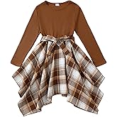 YOURUIKEY Girls Dress Girl Fall Outfit Teen Girl Casual Dresses Irregular Dresses for Kids