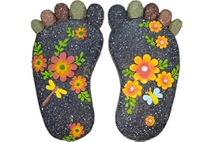 QZSDBWHCB Stepping Stones Garden Decorative Stones for Patio, Deck, Garden or Sidewalk Home Decor Footprint Shaped Stepping Stones Set of 2 （Dark Grey）