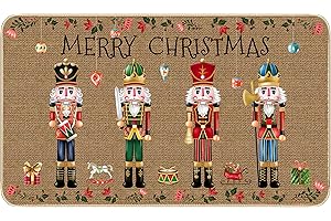 TREWAVE Nutcracker Christmas Doormat Decorative Door Mat Christmas Decor Xmas Holiday Non Slip Welcome Floor Rugs Soldier Kitchen Rug for Home Indoor Outdoor Decor 17x29 Inch
