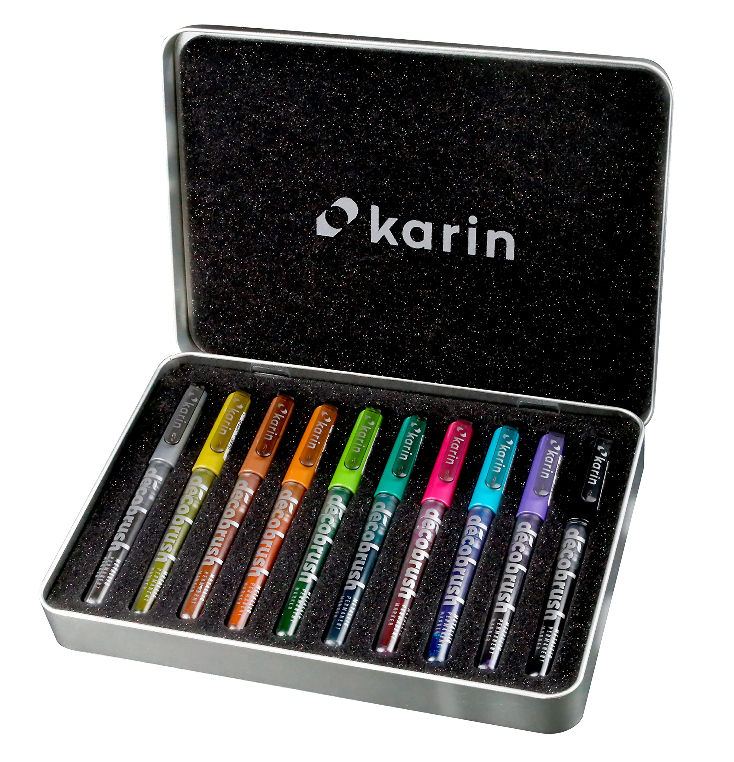 Karin Deco Brush Markers Metallic 10 colours set, assorted