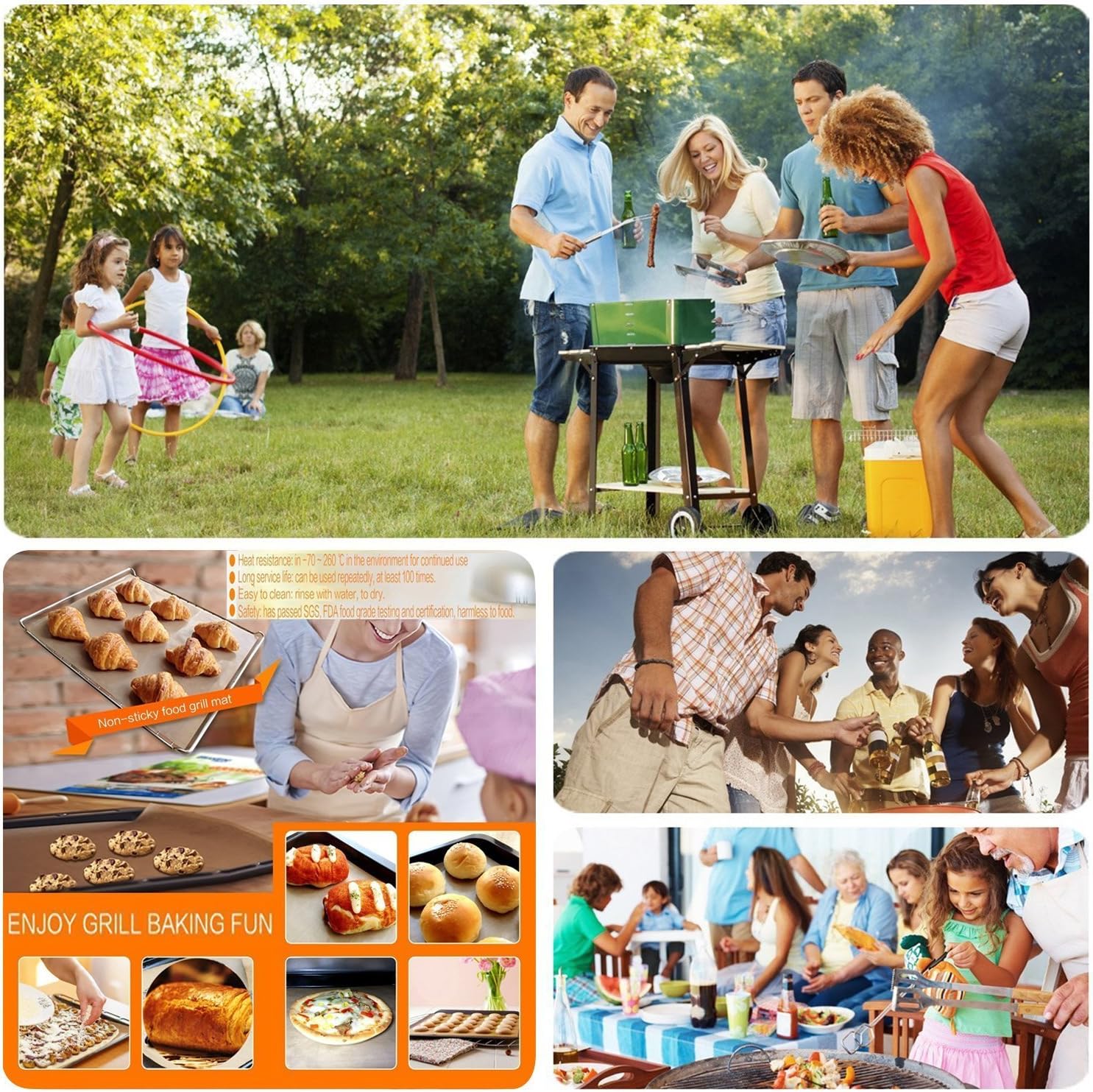 YRYM HT Copper Grill Mat and Bake Mat Set of 5 Non Stick BBQ Grill & Baking Mats - Reusable, Easy to Clean - PTFE Teflon Fiber Grill Roast Sheets for Gas, Charcoal, Electric Grill (Gold): Garden & Outdoor