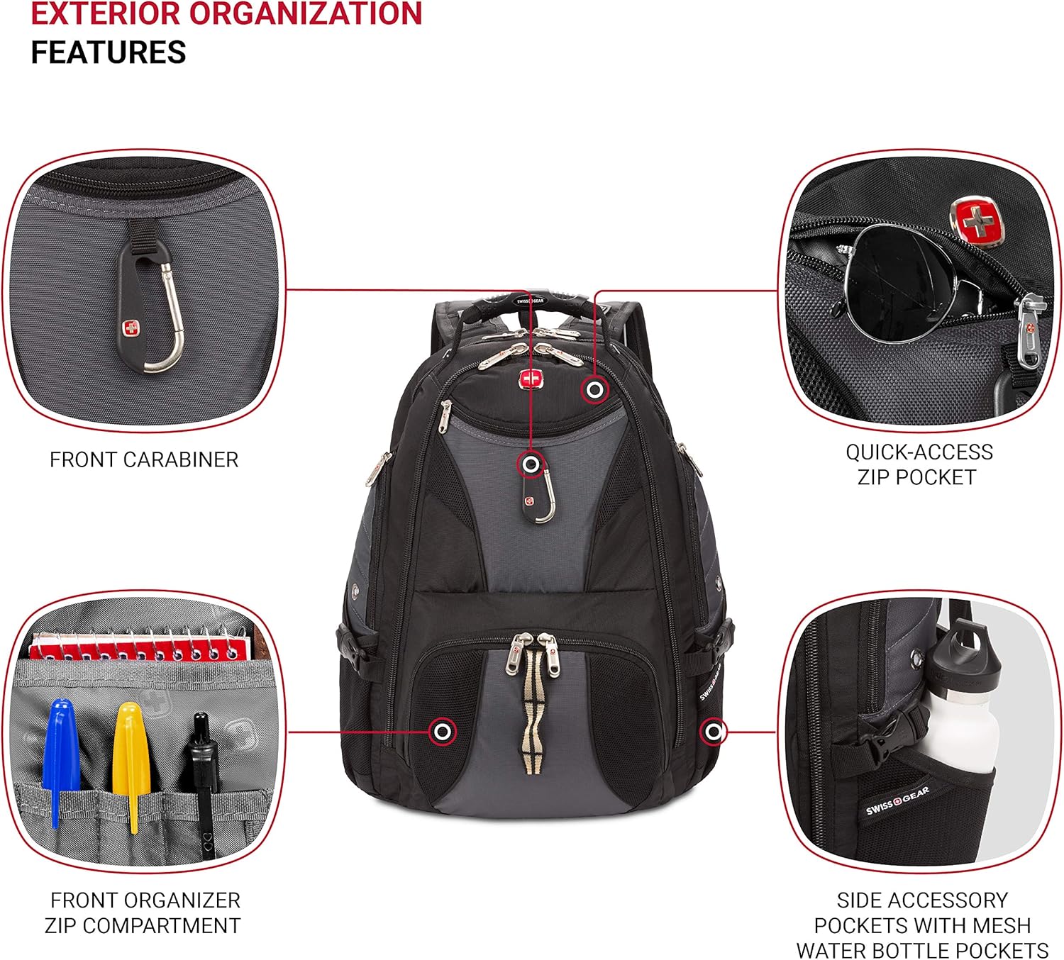 SWISSGEAR 1900 ScanSmart Laptop Backpack- Grey/Black