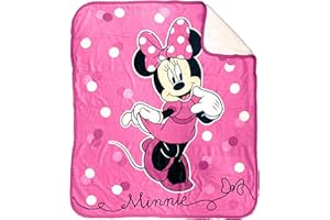 Jay Franco Disney Minnie Mouse Sweet Dots Sherpa Throw Blanket - Measures 50 x 60 inches, Kids Bedding - Fade Resistant Super Soft - (Official Disney Product)