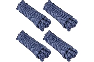 MAHOOMMAKH Dock Lines, 4 Pack 1/2” X 15” Boat Dock Lines for Boat, Double Braided Nylon Dock Lines with 12” Loop - Boat Rope Mooring Rope Dock Line, Navy Blue