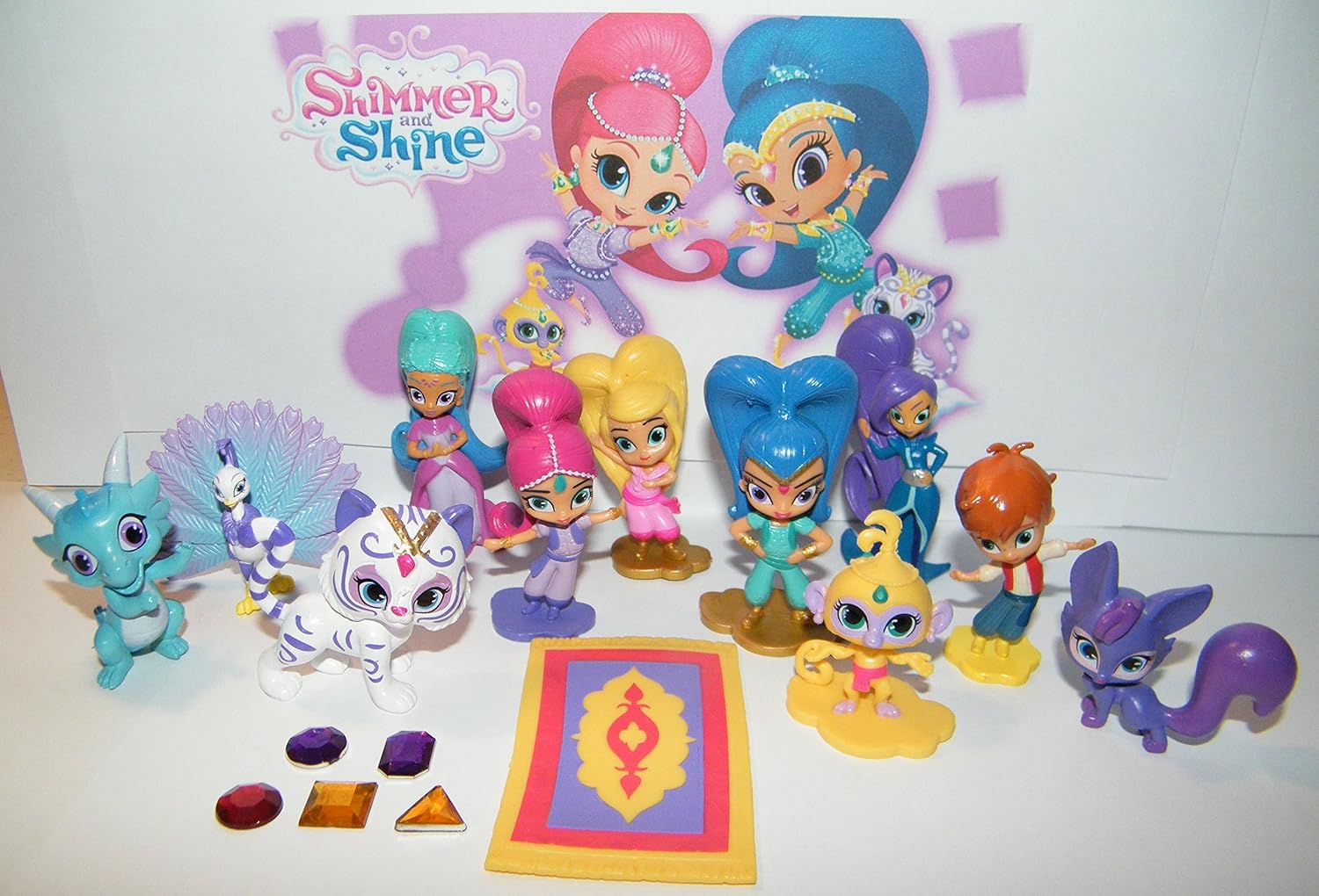 Shimmer and Shine Party Favors Goody Bag Fillers 17 Set with Figures and "Genie" Jewels with Shimmer, Shine, Zac, Leah, Tala and Many More!