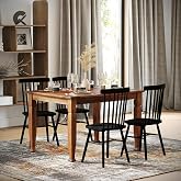 Merrick Lane Finnley 47" Solid Wood Dining Table with Decorative Sculpted Wooden Legs, Seating for 4, Walnut Matte
